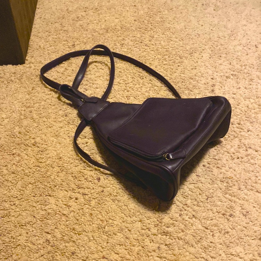 Triangle backpack purse dark purple